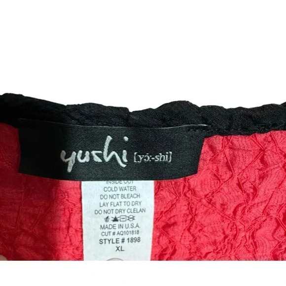 Yushi Red Tunic Crinkle knit Lagenlook Top size XL - Picture 4 of 6
